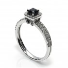 0.88 Cts. 18K White Gold Black Diamond Engagement Ring